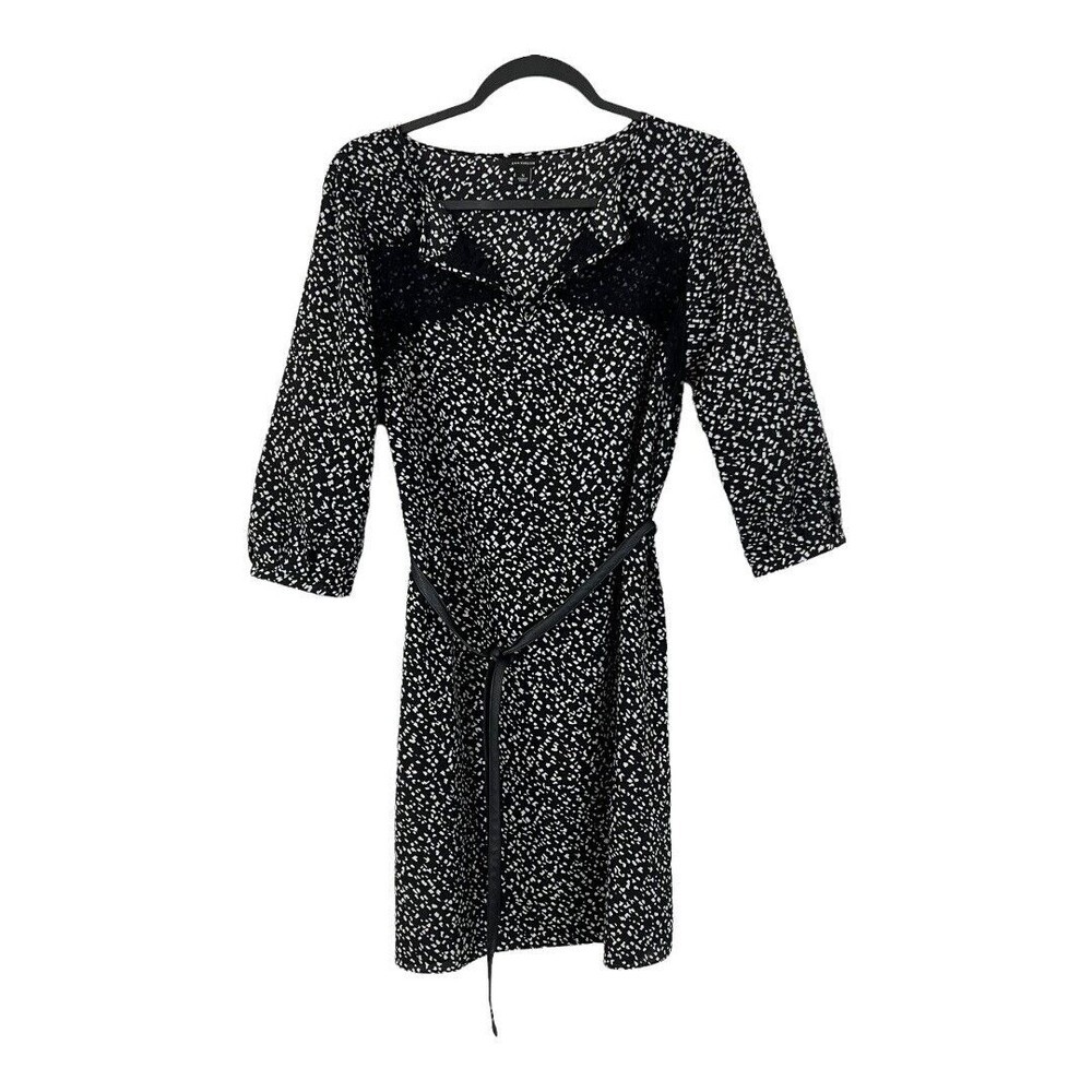 Ann Taylor Womens Size Small Black White Belted Dress